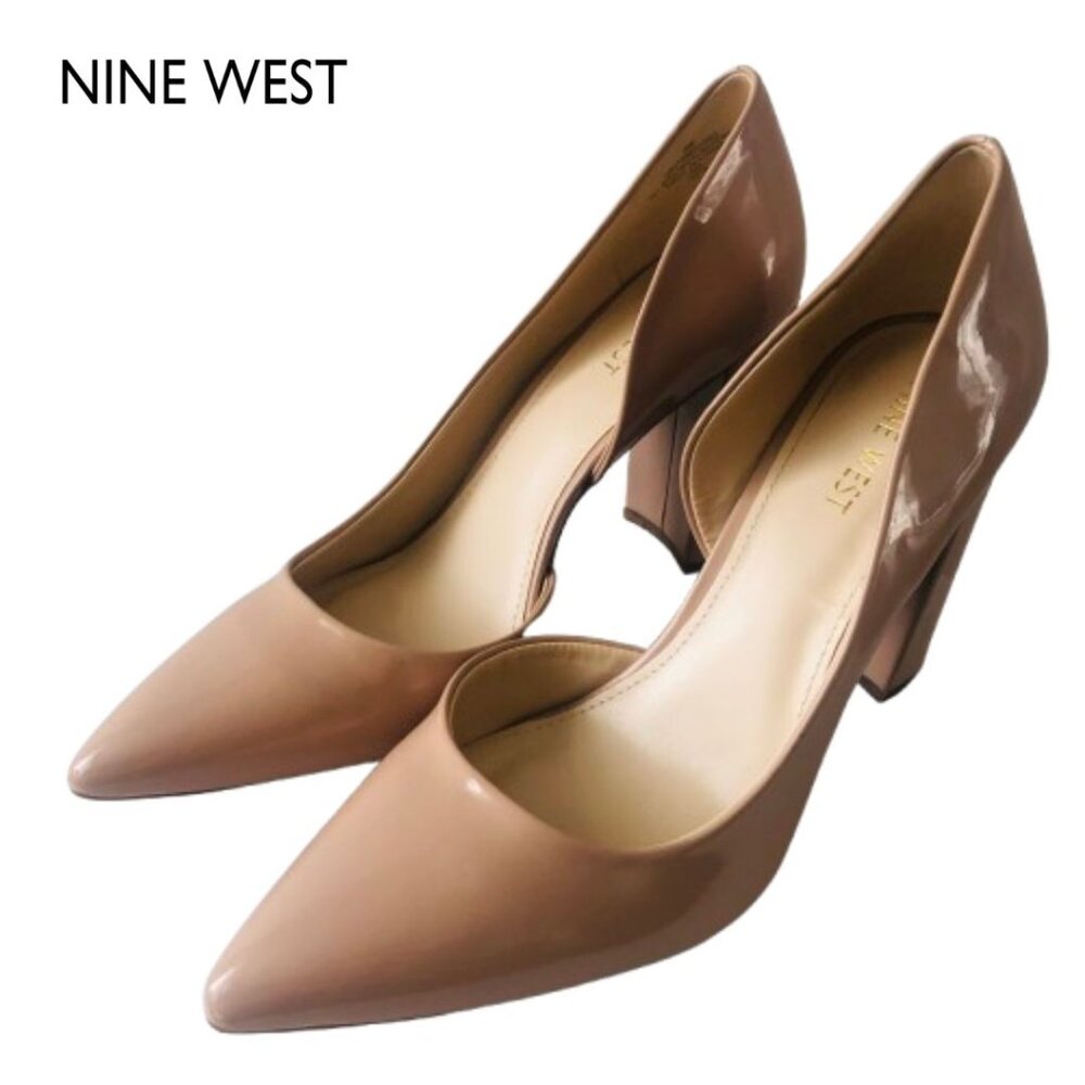 Nine West Natural "Anisa9X" Pointed Toe Block Heel Pump Size 9
